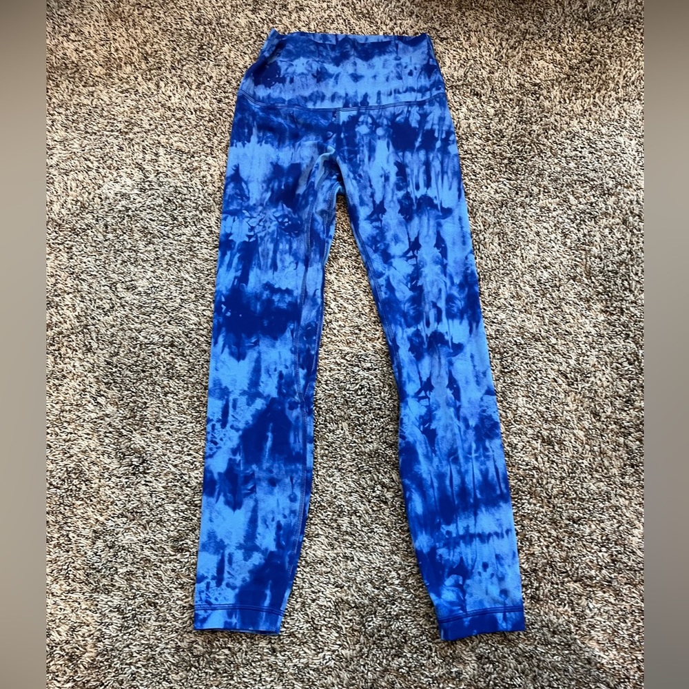 Lululemon Blue Tie Dye align? soft leggings tights pants  25”, small, size 4